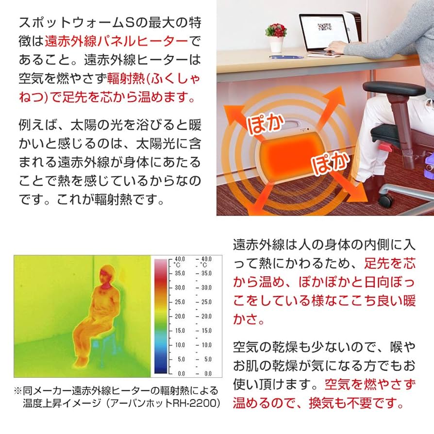 ゼンケン　遠赤外線足元ヒーター　スポットウォームS RH-153 冷房対策にも 61MIxD9dK9L._UF350,350_QL80_.jpg